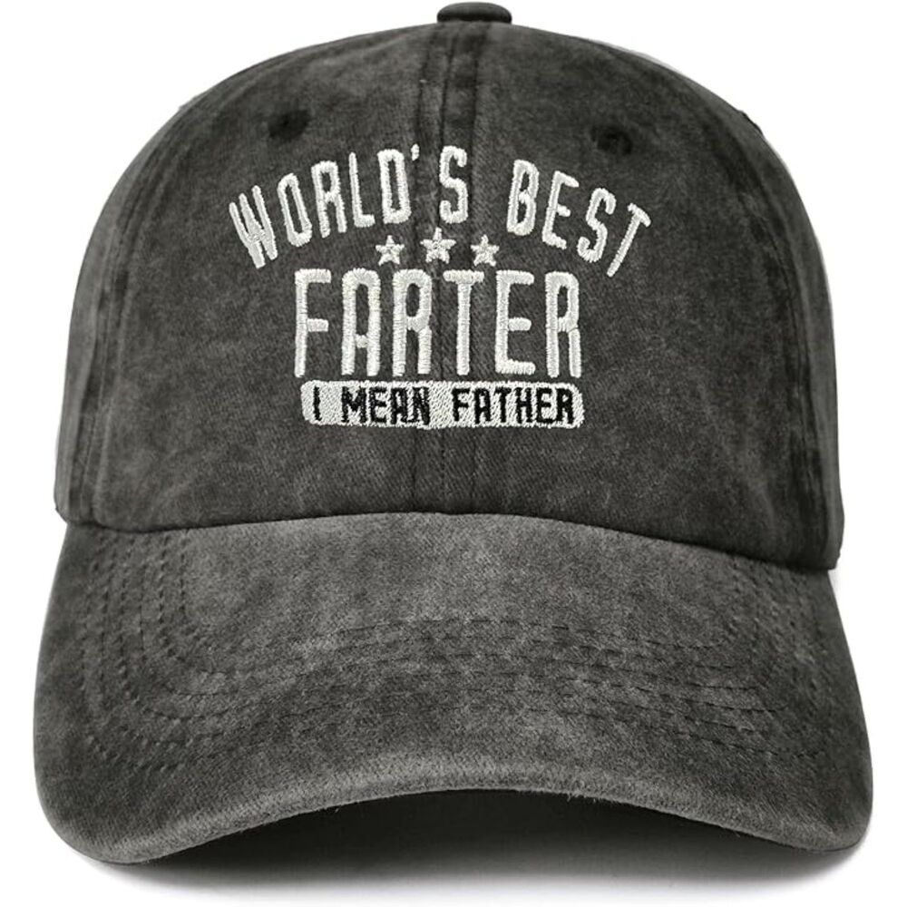 Unisex Black Washed World's Best Father Embroidery Adjustable Size Baseball Cap